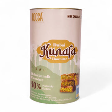 ROCCA Dubai Viral Kunafa Milk Chocolate - 50% Fillings, 30% Milk Chocolate | Artisanal Small Batch | Luxurious Packaging | Perfect for Gifting & Self-Enjoyment