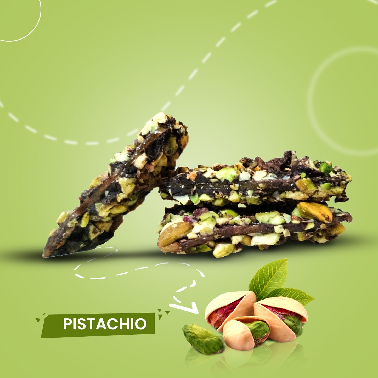 Pistachio ROCCÁ - Gourmet Pistachio Brittle Chocolate (Pack of 3)