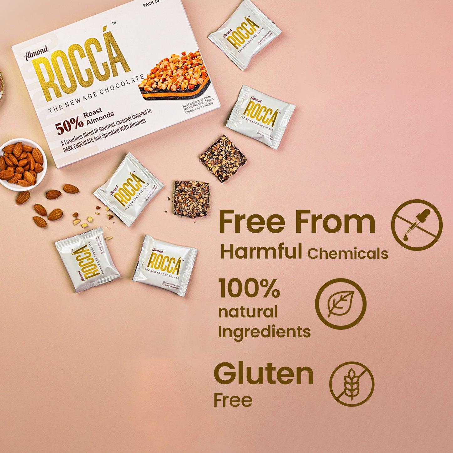 Almond ROCCÁ - Gourmet Brittle Chocolates (Pack of 3)