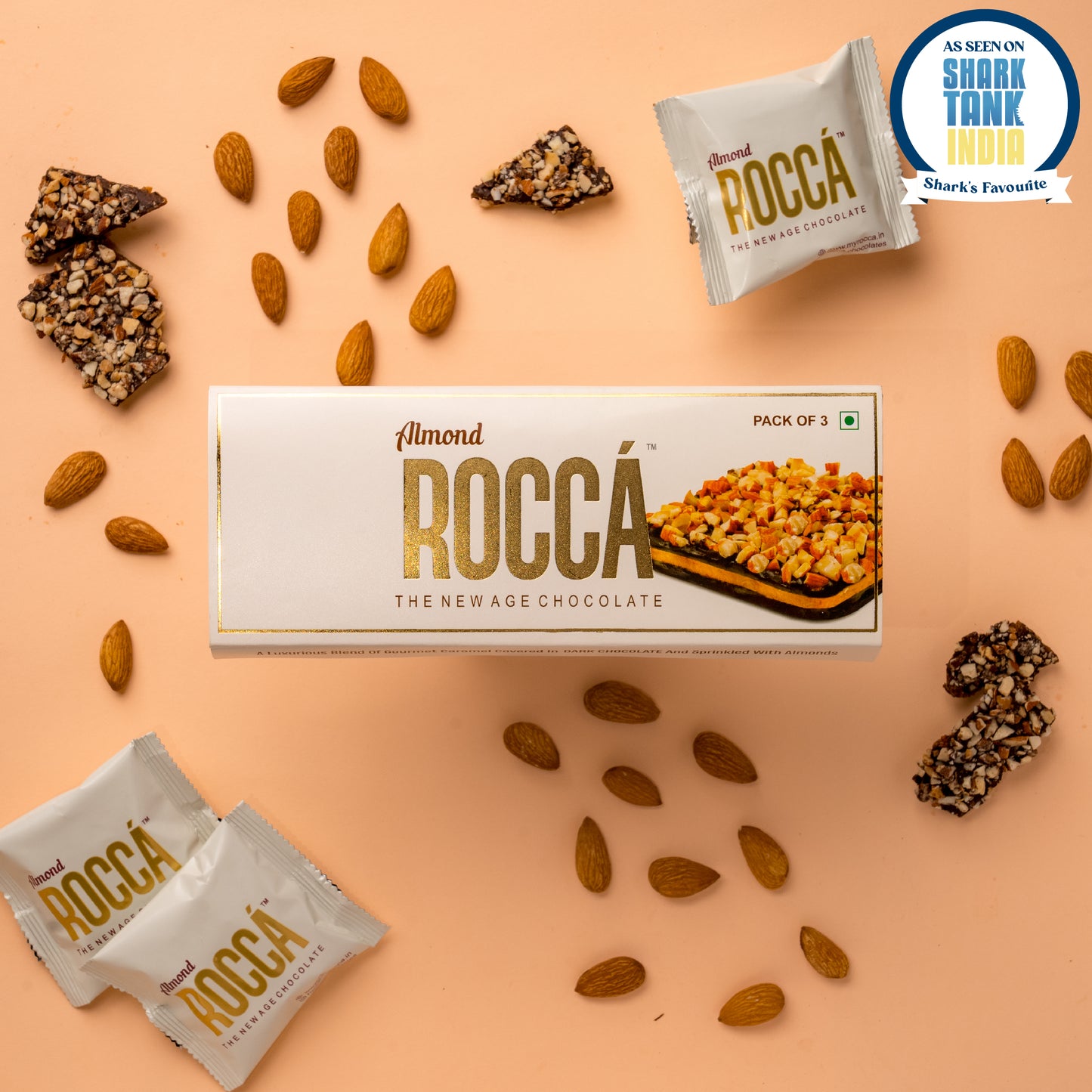 Almond ROCCÁ - Gourmet Brittle Chocolates (Pack of 3)