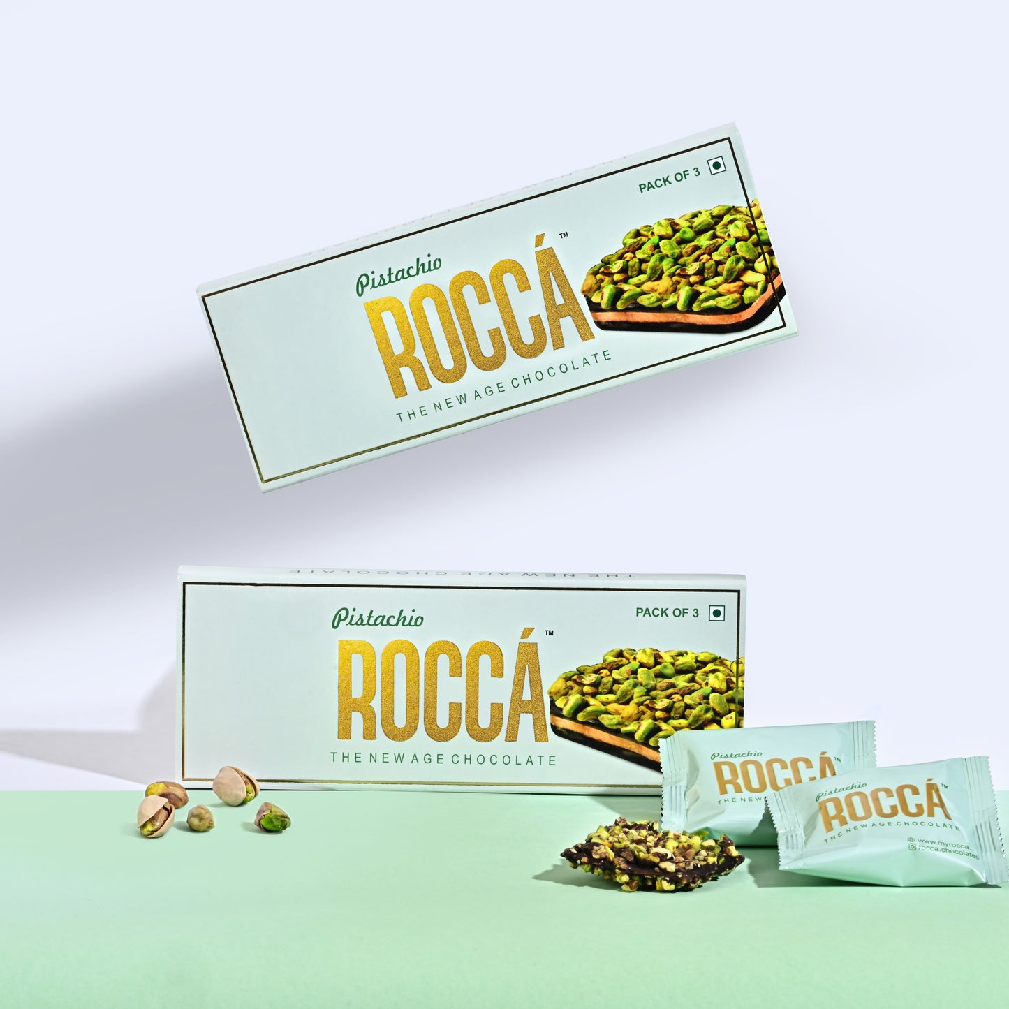 Pistachio ROCCÁ - Gourmet Pistachio Brittle Chocolate (Pack of 3)