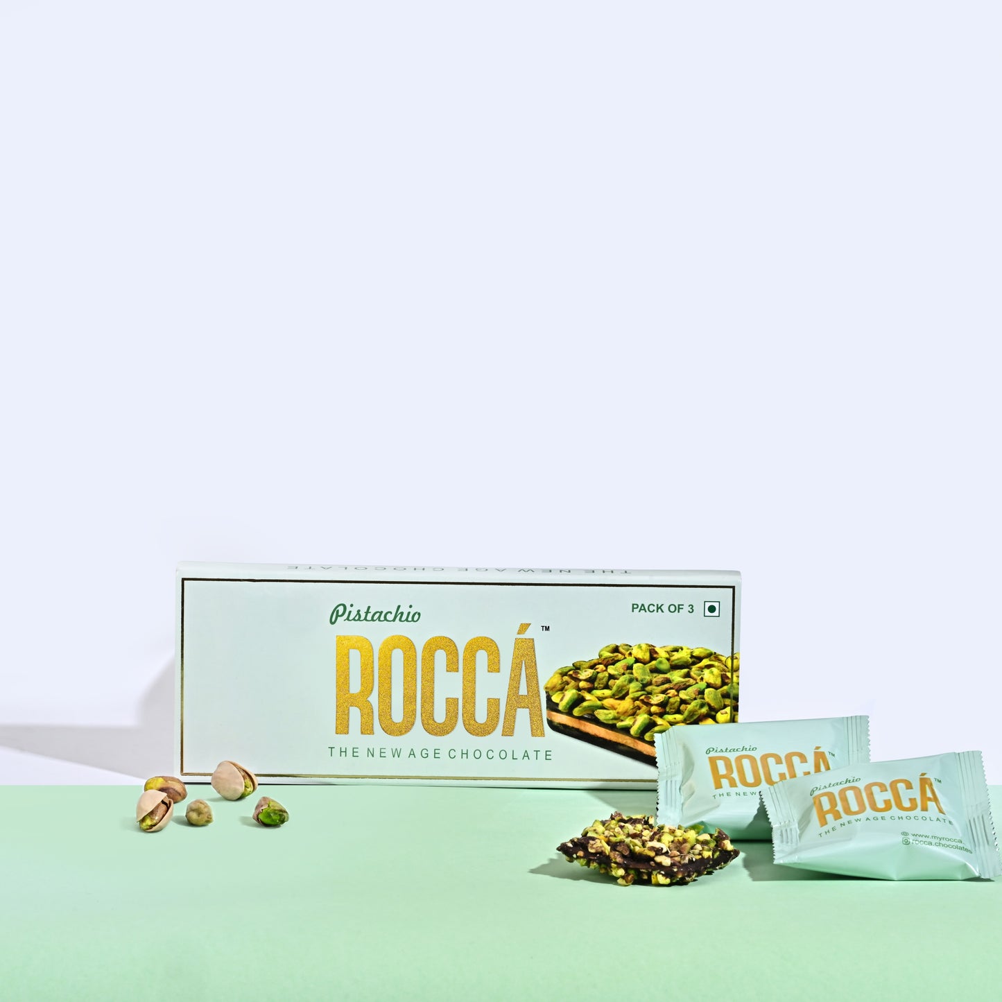 Pistachio ROCCÁ - Gourmet Pistachio Brittle Chocolate (Pack of 3)
